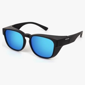 Bircenpro men's fit over polarized sunglasses blue mirror